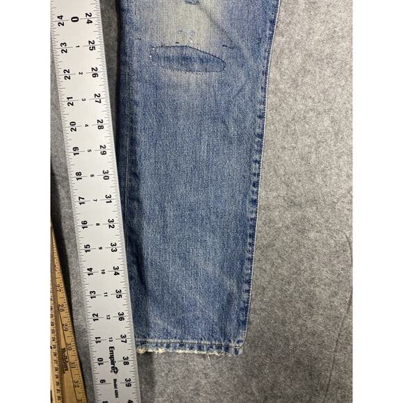 Polo Ralph Lauren Jeans Mens 32 x 30 Blue Sullivan Slim Distressed Patches - Picture 13 of 16